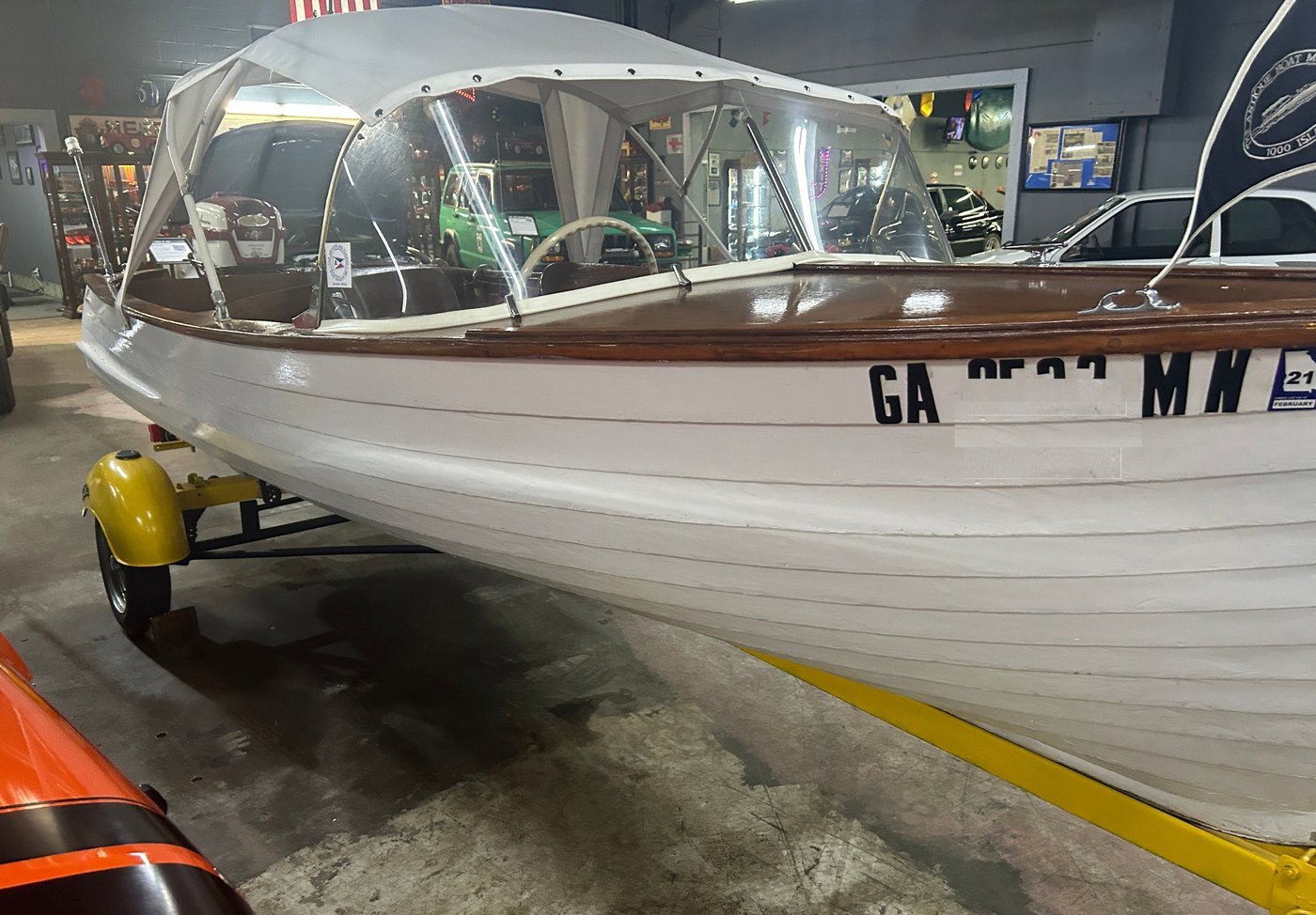 1956 Lyman Islander boat photographed for professional appraisal.
